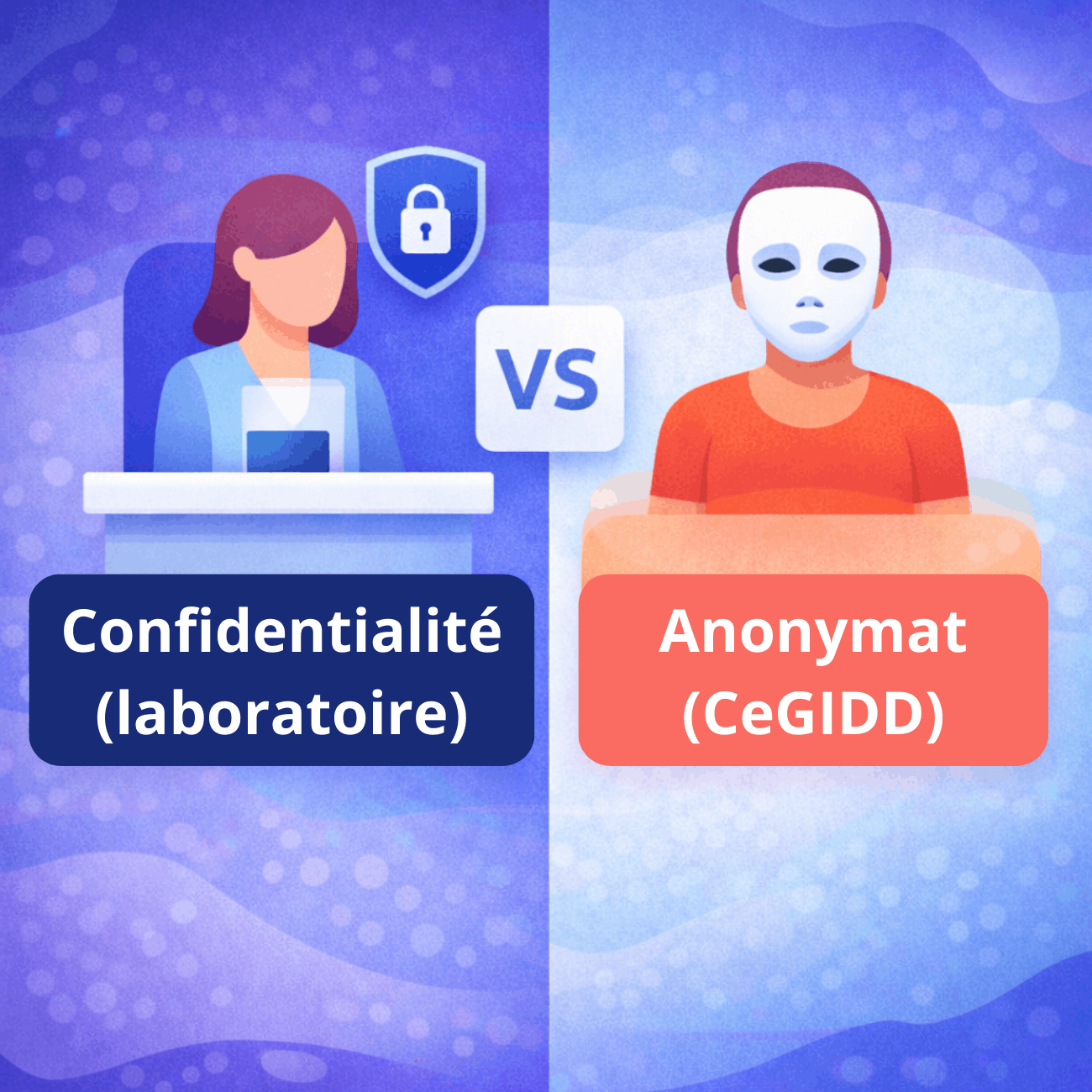 Comparaison entre dépistage confidentiel en laboratoire et dépistage anonyme en CeGIDD pour les infections sexuellement transmissibles.